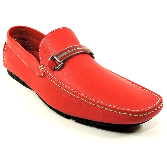 BALDININI ?? MEN\'S RED SOFT LEATHER COMFORT FLAT SUMMER LOAFERS main image 4